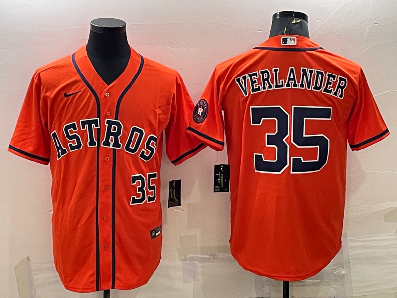 Men's Houston Astros #35 Justin Verlander Orange With Patch Cool Base Stitched Jersey Men's Houston Astros #35 Justin Verlander Orange With Patch Cool Base Stitched Jersey